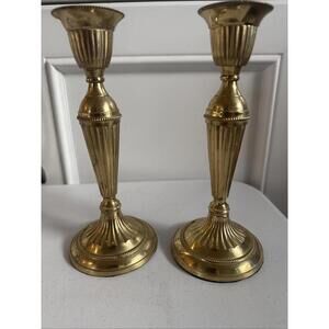 Vintage brass candlesticks set of two, 7.5 inches